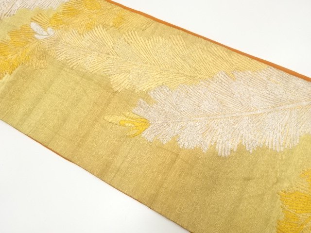 JAPANESE KIMONO / ANTIQUE WAKAMATSU PATTERN WOVEN FUKURO OBI (MATERIAL